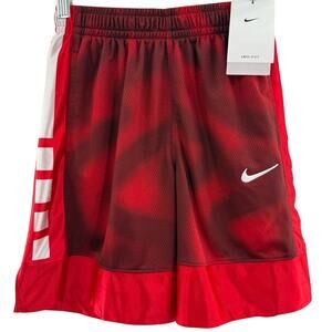 NWT Boys Nike Dri Fit Baggy Loose Fit Red White Basketball Shorts Size Medium